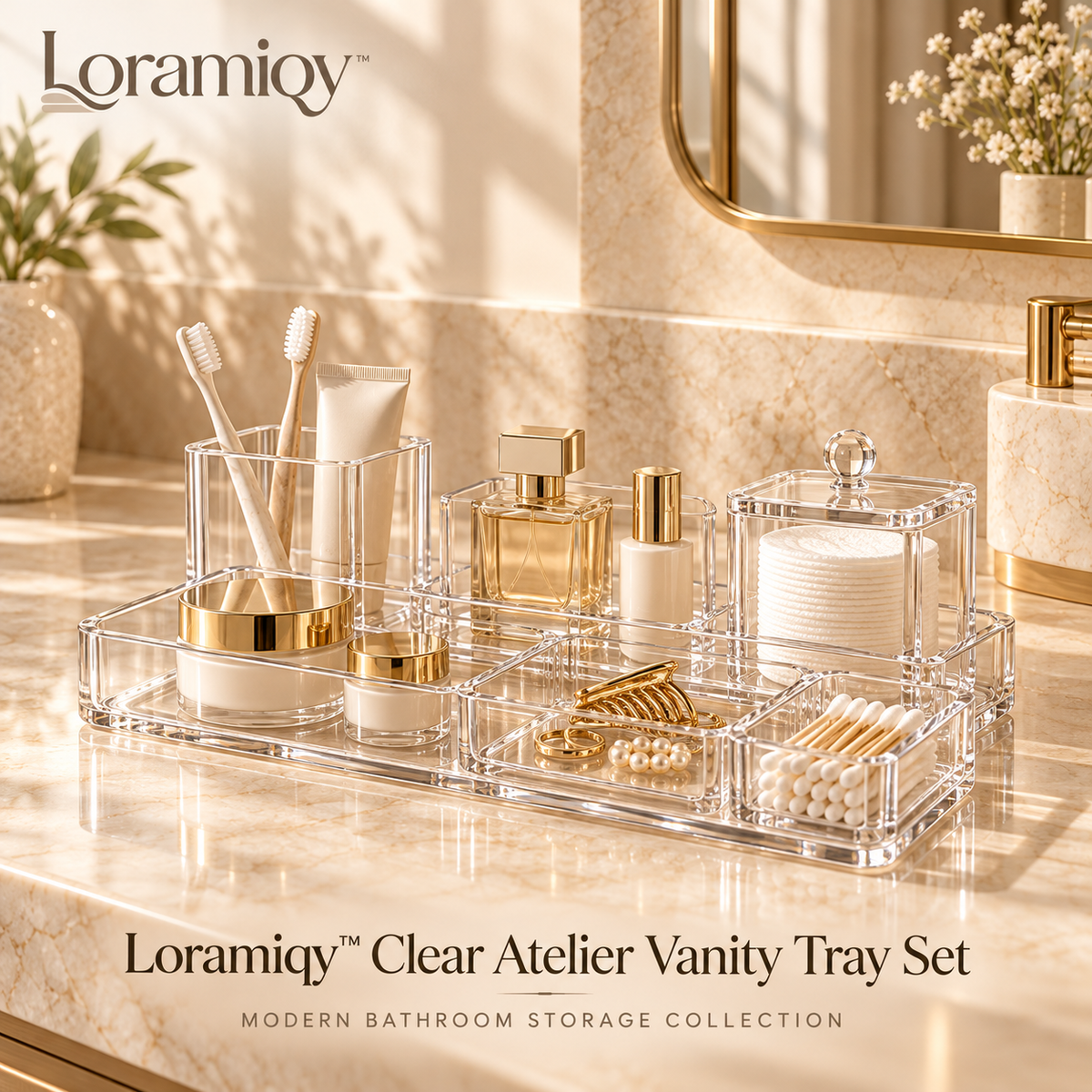 Loramiqy™ Clear Atelier Vanity Tray Set