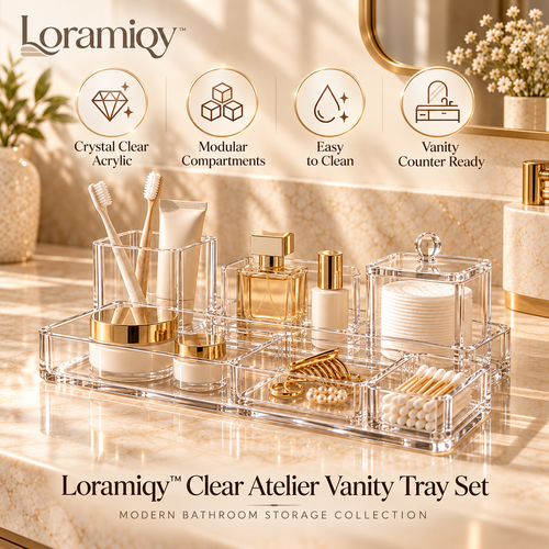 Loramiqy™ Clear Atelier Vanity Tray Set