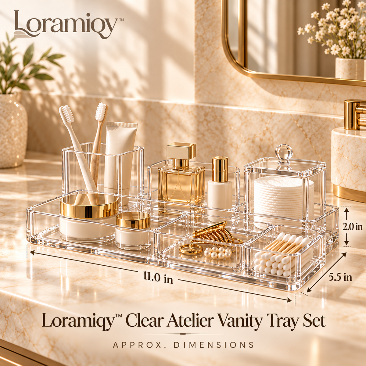 Loramiqy™ Clear Atelier Vanity Tray Set