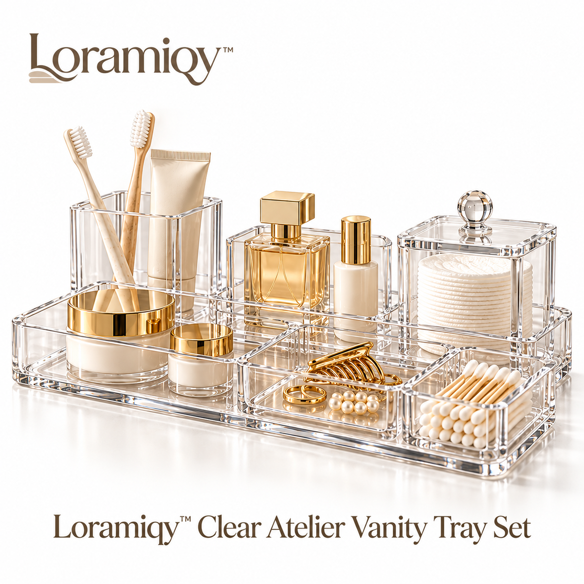 Loramiqy™ Clear Atelier Vanity Tray Set
