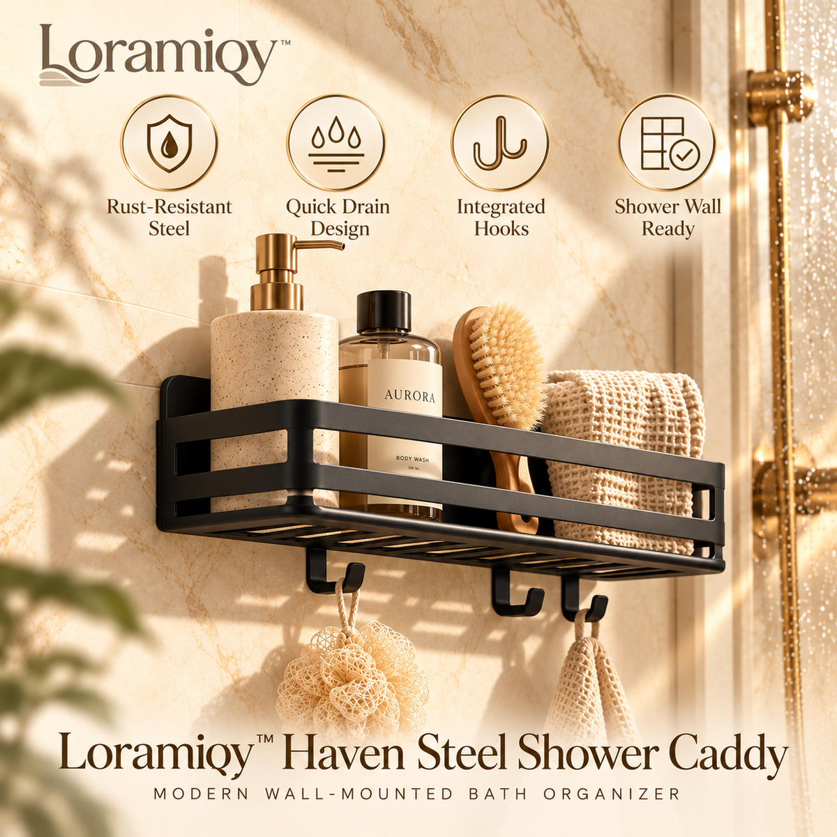 Loramiqy™ Haven Steel Shower Caddy
