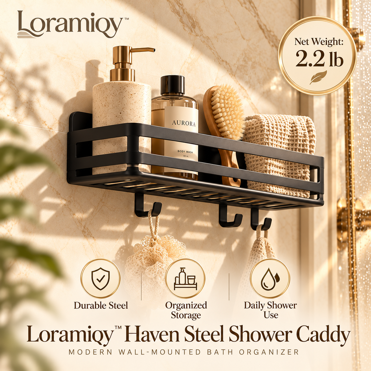 Loramiqy™ Haven Steel Shower Caddy