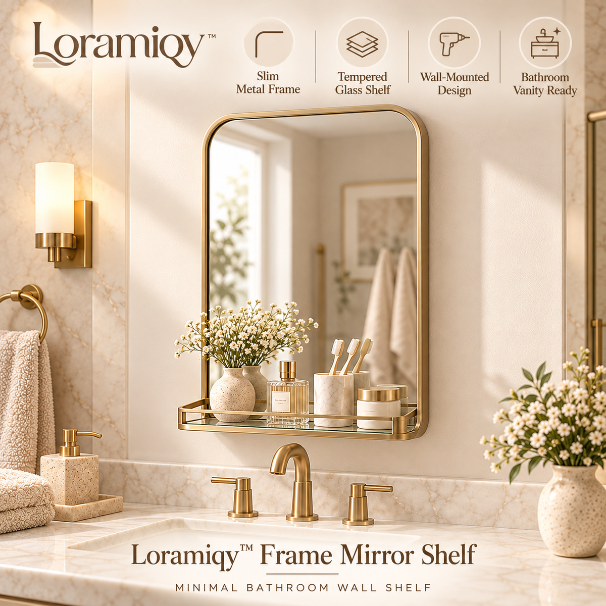 Loramiqy™ Frame Mirror Shelf