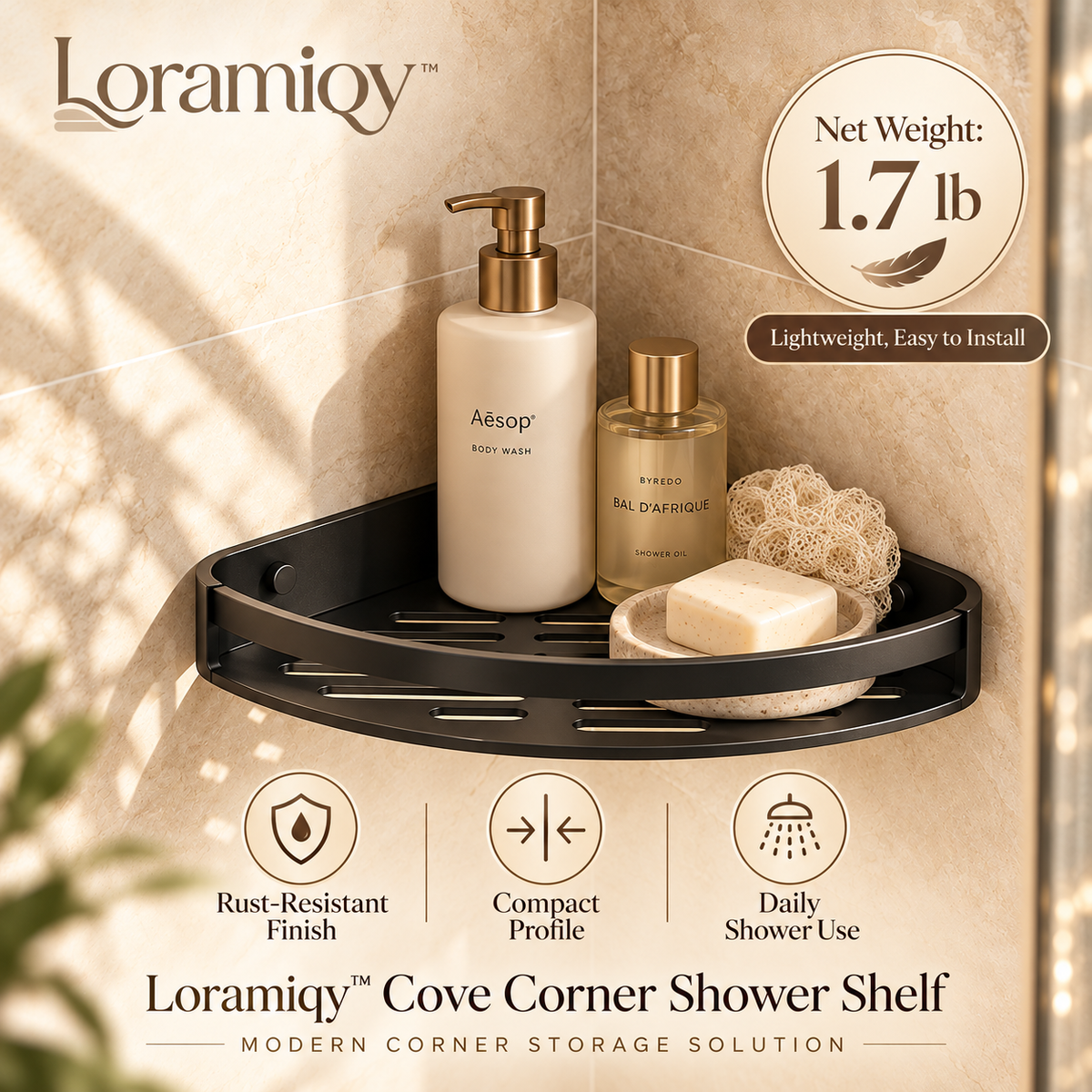 Loramiqy™ Cove Corner Shower Shelf